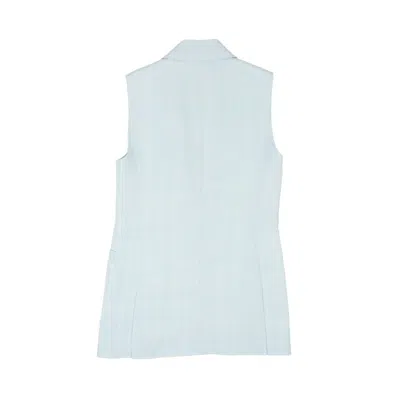 Casablanca Lght Blue Sleeveless Single Breasted Blazer In White