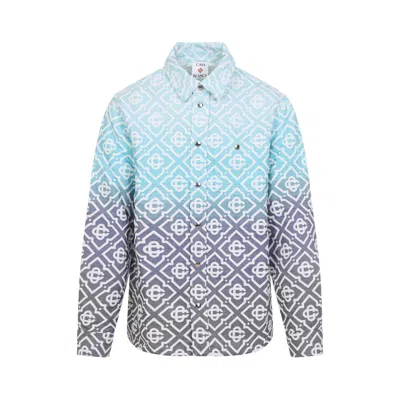Casablanca Light Blue And Purple Monogram Cotton Jacket In Multi