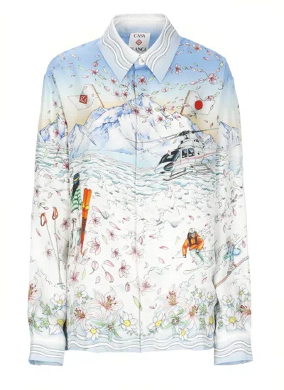 CASABLANCA LIGHT BLUE CASABLANCA SILK SHIRT