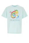 Casablanca Short-sleeved T-shirt In Light Blue Cotton With Graphic Print In Blue