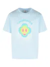 Casablanca Ribbed Crew Neck Short Sleeve T-shirt With Airbrush Artwork In Blue