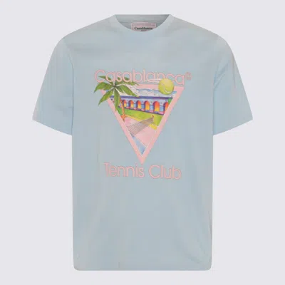 Casablanca Light Blue Cotton T-shirt In Tennis Club