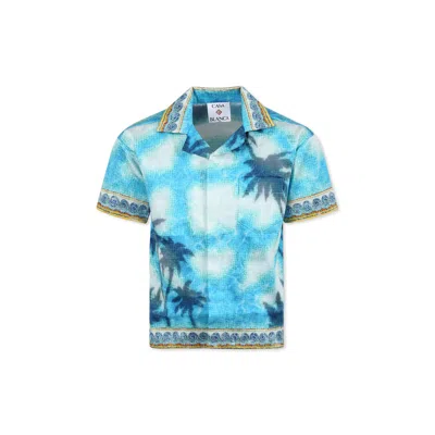 CASABLANCA LIGHT BLUE SHIRT FOR BOY WITH PALM TREE PRINT