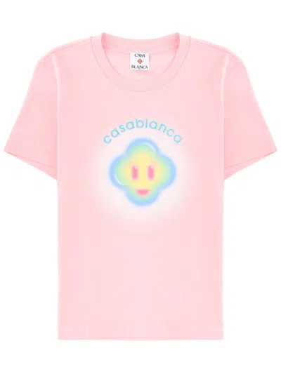 Casablanca Women Airbrush Smiley Fitted Short-sleeve T-shirt In Pink