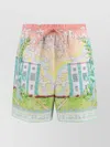 Casablanca Linen Shorts With Printed Graphic Design