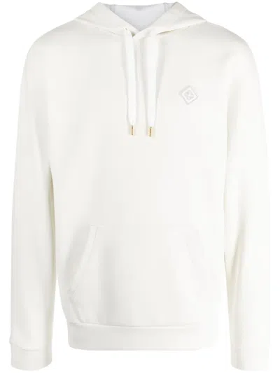 Casablanca Logo-patch Drawstring Hoodie In White