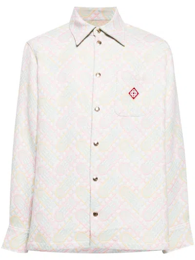 Casablanca Logo-appliqué Monogram-jacquard Jacket In Green