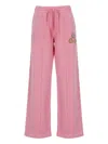 Casablanca Relaxed Wide-leg Cotton Pants With Embroidered Patches In Pink