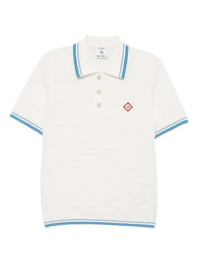 CASABLANCA LOGO-APPLIQUÉ TEXTURED POLO SHIRT
