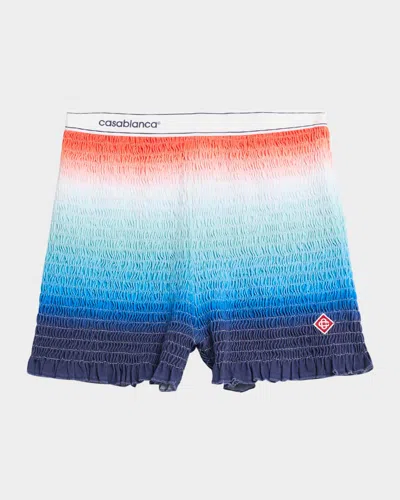 CASABLANCA LOGO-BAND GRADIENT SHIRRED SHORTS