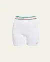 Casablanca Womens White Brand-patch Ribbed High-rise Stretch-woven Blend Shorts In Bright White