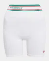 Casablanca Womens White Brand-patch Ribbed High-rise Stretch-woven Blend Shorts In Bright White