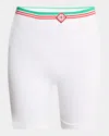 Casablanca Logo-band Seamless Rib Biker Shorts In White