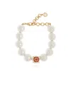 Casablanca Logo Pearl Bracelet In White