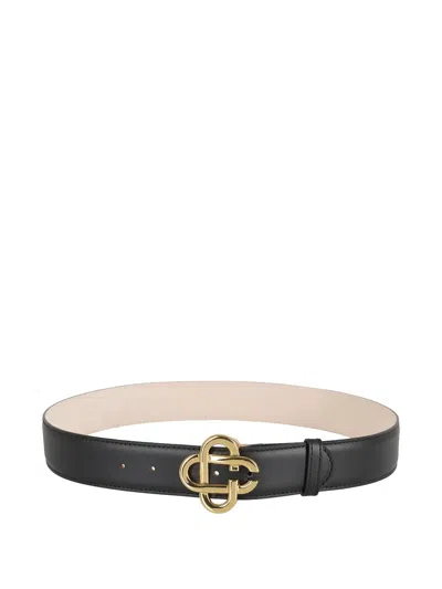 Casablanca Logo-buckle Leather Belt In Black