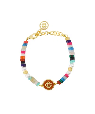 Casablanca Beaded Logo-plaque Bracelet In Multi