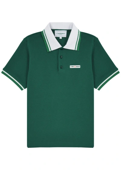 Casablanca Logo Cotton Polo Shirt In Green