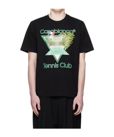 Casablanca Logo Crew Neck T-shirt In Black