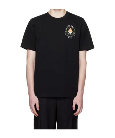 Casablanca Logo Crew Neck T-shirt In Black