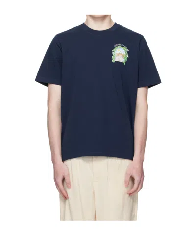 Casablanca Logo Crew Neck T-shirt In Blue