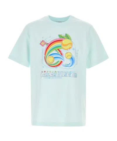 Casablanca Logo Crew Neck T-shirt In Blue