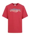 Casablanca Oversized Red Cotton T-shirt With Graphic Front Print In Red