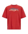 Casablanca Oversized Red Cotton T-shirt With Graphic Front Print In Red