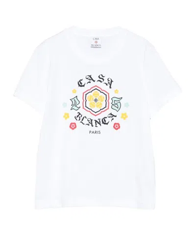 CASABLANCA FLORAL-PRINT COTTON T-SHIRT
