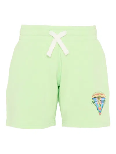 Casablanca Kids' Logo-detail Drawstring Shorts In Green