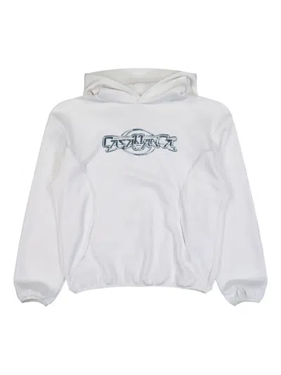 Casablanca Logo-detail Long-sleeve Hoodie In White