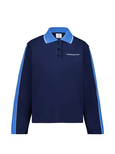 Casablanca Navy Punto Polo Collared Sweatshirt In Blue