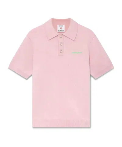 Casablanca Logo Detailed Short-sleeved Polo Shirt In Pink