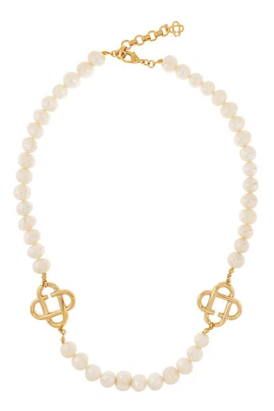 Casablanca Logo Embellished Necklace In Gold