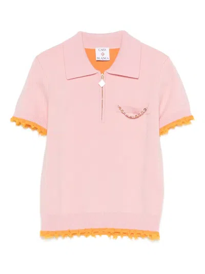 Casablanca Logo-embellishment Polo Shirt In Pink
