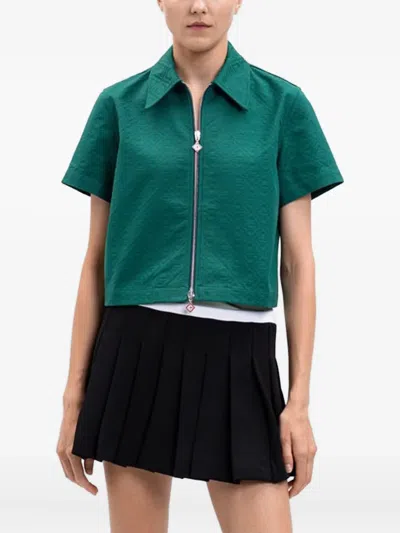 Casablanca Logo-embossed Zip-front Shirt In Green
