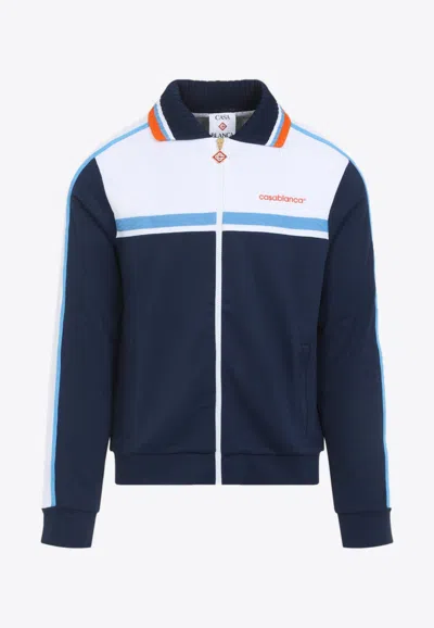 CASABLANCA LOGO-EMBRIODERED PIQUE TRACK JACKET