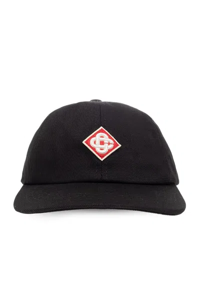 Casablanca Logo Cotton Baseball Cap In Schwarz