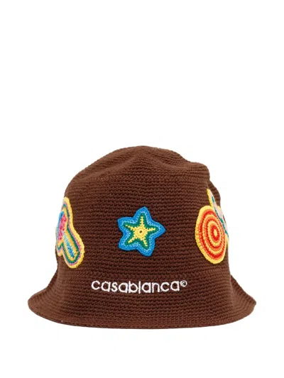Casablanca Logo-embroidered Bucket Hat In Brown