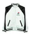 Casablanca Embroidered Bicolor Satin Bomber Jacket In Blue