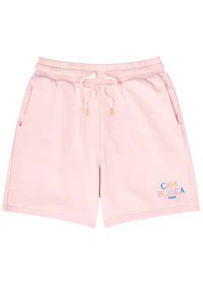 Casablanca Logo-embroidered Cotton Shorts In Pink