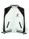 Casablanca Embroidered Bicolor Satin Bomber Jacket In Green