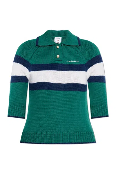 Casablanca Colour-block Polo Top In Multi
