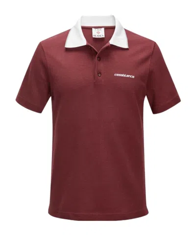 Casablanca Red Embossed Laurel Polo In Burgundy