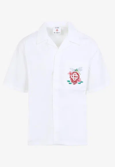 CASABLANCA LOGO-EMBROIDERED SHORT-SLEEVED SHIRT