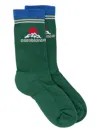 Casablanca Logo-embroidered Striped Socks In Green