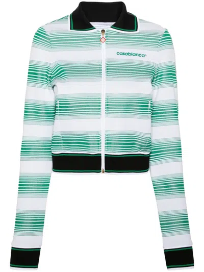 CASABLANCA LOGO-EMBROIDERED STRIPED SWEATSHIRT