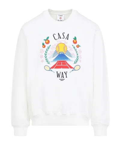 Casablanca Logo Embroidered Sweatshirt In White