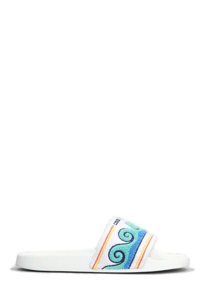Casablanca Embroidered Terry Slider In White