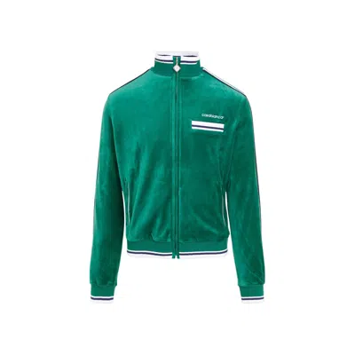 Casablanca Logo Embroidered Velvet Track Jacket In Green