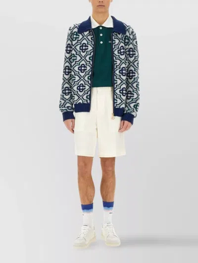 Casablanca Logo Geometric Pattern Polo Sweater